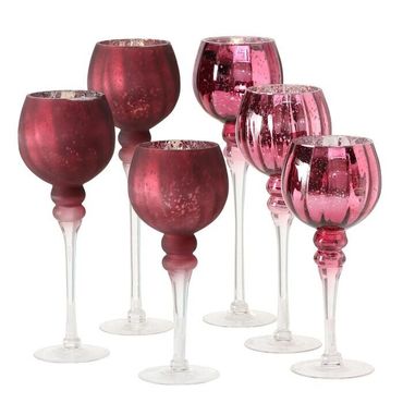 Windlicht Manou lackiert Fuchsie matt-glänzend H 30-40 cm 3er Set Deko Glas