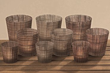 Teelichthalter Jena 3 sortiert Glas lackiert H.8 cm Ø.8 cm 3er Set