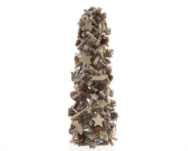 Baum Dekobaum aus Zweigen Zapfen und Sterne H 46 cm