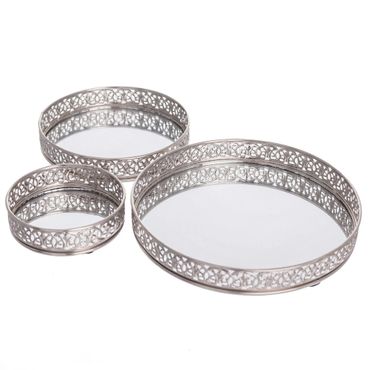 Dekotablett Suin Eisen silber Ø 10/15/20 cm 3er Set