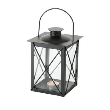 Laterne Farol mit Glaseinsatz Windlicht  schwarz Stalllaterne H 20 cm