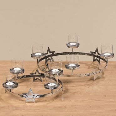 Kerzenleuchter Kerzenständer Sky Eisen silber Ø 37 -47 cm 2er Set