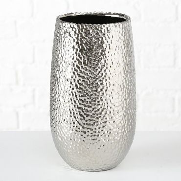 Vase Lajos Blumenvase silber Steingut Ø 17 cm H 31 cm