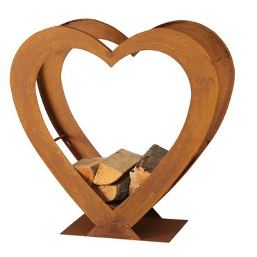 Regal Tobias Herz Kaminholz Eisen rostbraun H.71 cm