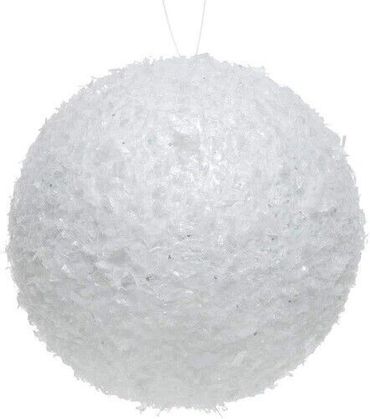 Kugel weiß Glitter Foamkugel Hänger Schaumkugel Schneeball Winterdeko 6er Set