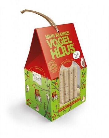 Delicia Vogelfutter Vogelhaus Gartenvögel ganzjährig Futterblock Haus rot/grün