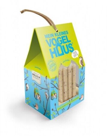 Delicia Vogelfutter Vogelhaus Gartenvögel ganzjährig Futterblock Haus grün/blau