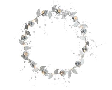 Deko Kranz mit LED Lichtern batteriebetrieben mit Timer 34 cm