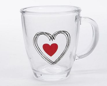 Glas Kaffeebecher Kaffeeglas Teeglas mit Herz