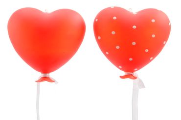 Dekohänger Herz Glas rot mit/ohne Punkte 15 x 7 x 16,5 cm