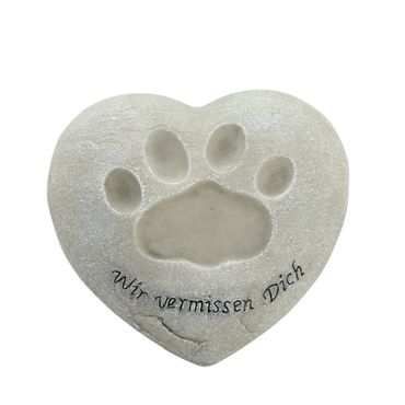 Gedenkstein Gravy Herz Pfotenabdruck grau Kunstharz H.16 cm Stückpreis