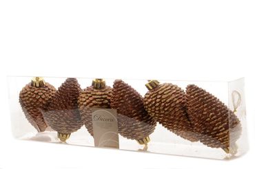 Christbaumkugeln Weihnachtskugeln Tannenzapfen bruchfest Ø 4,5 cm / Höhe 8 cm 6 Stück braun