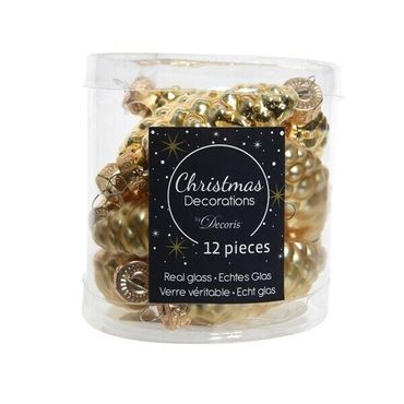 Christbaumschmuck Zapfen Glas Ø 2,5 cm Länge 6 cm 12 Stück gold