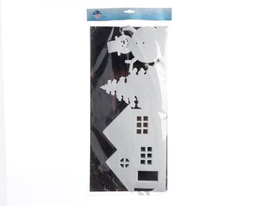 Fensterbild  Haus Baum Weihnachten Weiß Fensterdeko 1 m