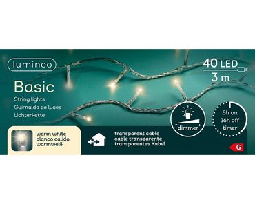 LED Basic-Beleuchtung Outdoor L.300cm 40L transparent/warm weiss