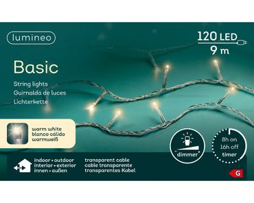 LED Basic-Beleuchtung Outdoor L.900cm 120L transparent/warm weiss
