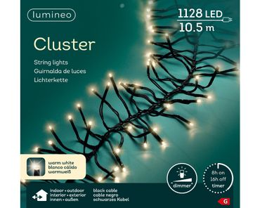 LED Clusterbeleuchtung Outdoor L.1050cm 1128L schwarz/warmes weiss