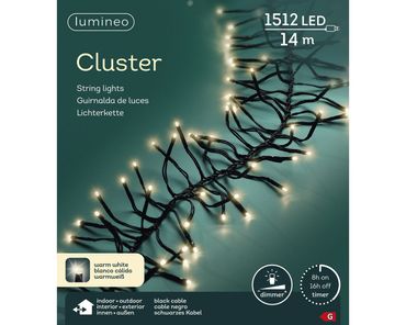 LED Clusterbeleuchtung Outdoor L.1400cm 1512L schwarz/warmes weiß