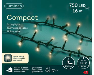 LED Compact Beleuchtung Outdoor L.1600cm 750L grün/warmes weiss