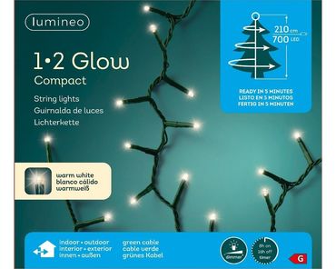 LED 1-2 Glow Compact Lichterkette L.210cm 700L grün/warmes weiss