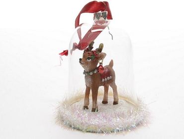 Glaskugel Kitz Rentierkitz Reh Rehkitz Glas Polyresin H 9cm 