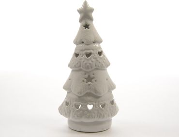 Teelichthalter Weihnachtsbaum Porzellan weiß H.28 cm