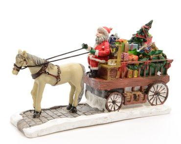 Deko Figur Nikolaus mit Pferdeswagen Polymagnesium 6 x 16 x 10 cm
