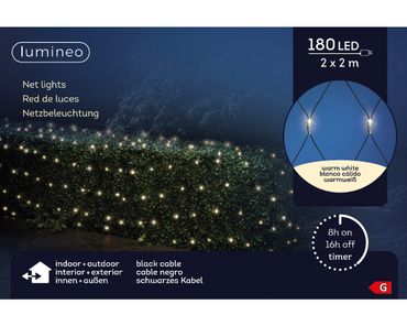 LED Lichternetz Dauerbetrieb Outdoor B.200cm H.200cm 180L schwarz/warmes weiss