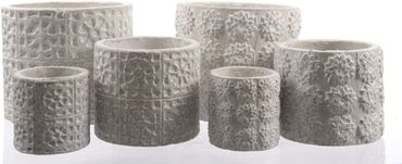 Pflanztopf Beton weiß braun Ø 20/14/9 cm 3er Set