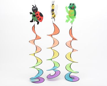 Windspiel Polyester Frosch/Biene/Marienkäfer L.110 cm Stückpreis