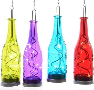LED Glasflaschen LED Lampe Flasche Leuchte blau rot gelb lila