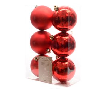 Christbaumkugeln Weihnachtskugeln bruchfest Ø 8 cm 6 Stück rot glanz / matt