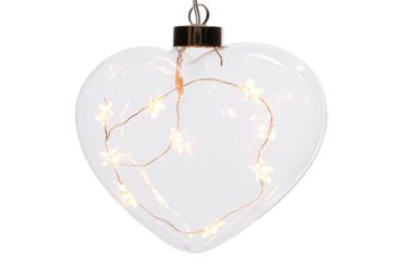 LED Glas Herz 13 x 12 cm batteriebetrieben
