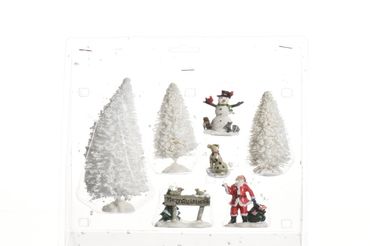 Bäume Nikolaus Schneemann Figuren Winterlandschaft Weihnachten Tischdeko 7tlg