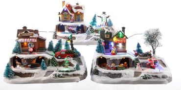 LED Haus Auto mit Baum / Elfen / Schneemann Stückpreis