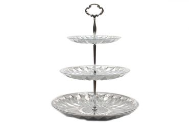Etagere Glas silber Gebäckschale Kuchenplatte 3 stufig edel Ø 25