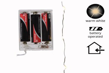LED Lichterkette micro batteriebetrieben Silberdraht 2m 40LED warmweiß