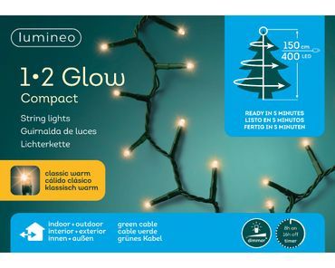 LED 1-2 Glow Compact Lichterkette L.150cm 400L grün/klassisch warm