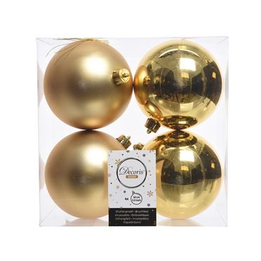 Christbaumkugeln Weihnachtskugeln bruchfest Ø 10 cm 4 Stück gold glanz