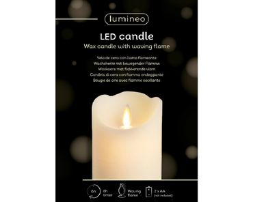 LED Flackerkerze wachs indoor dia7.5cm H.10cm creme/warmes weiss 