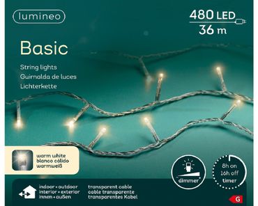 LED Basic-Beleuchtung Outdoor L.3600cm 480L transparent/warm weiss