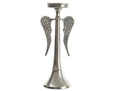 Alu Kerzenständer mit Engelsflügel 15 x 15 x 40 cm nickel