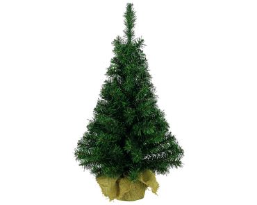 Mini Weihnachtsbaum Kunststoff Jutesack indoor D.41cm H.75 cm grün