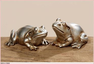 Froschset 2er Froschset Kunstharz Frosch silber Silberfrosch