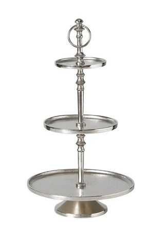 Etagere Valomi Deko Aluminium silber 3 stufig H 50cm