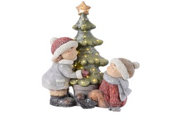 LED Deko Figur Kinder Weihnachtsbaum Polymagnesium H ca 51 cm