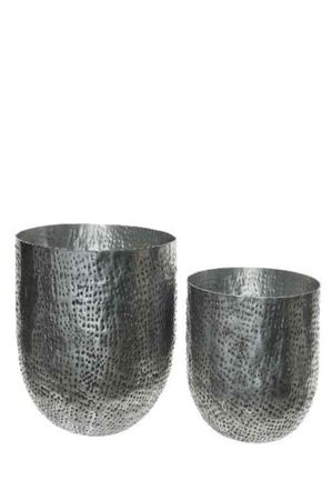 Pflanztopf Blumentopf Vase Aluminium Silber  H 19 + 15 cm 2er Set