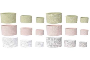 Pflanztopf Beton grün rose weiß Ø 13,5x12,5 cm 3-teilig