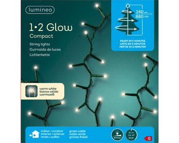 LED 1-2 Glow Compact Lichterkette L.240cm 880L grün/warmes weiss