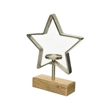 Kerzenhalter Kerzenleuchter Kerzenständer Sternform Alu silber H 36 cm